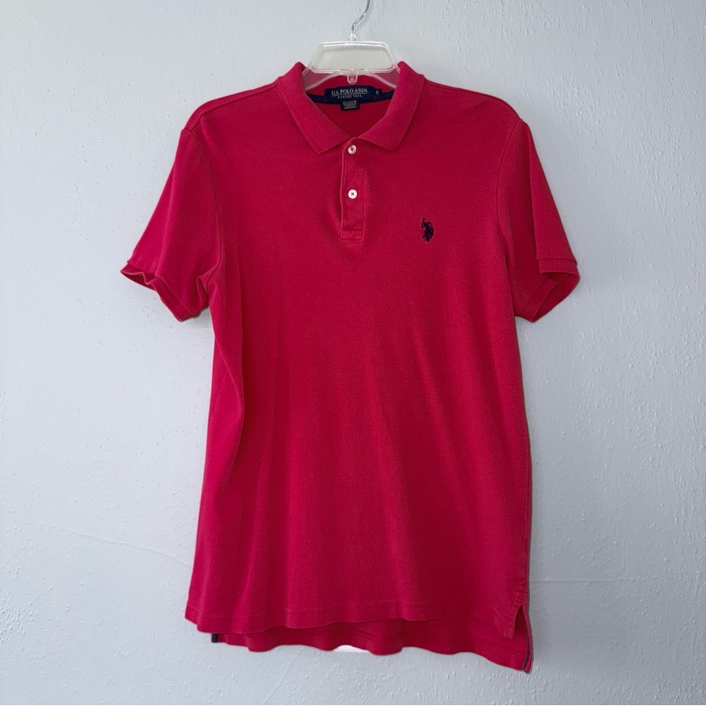 U.S Polo ASSN Shirt Mens Size S Red Short Sleeve Rugby Golf Collared Pony